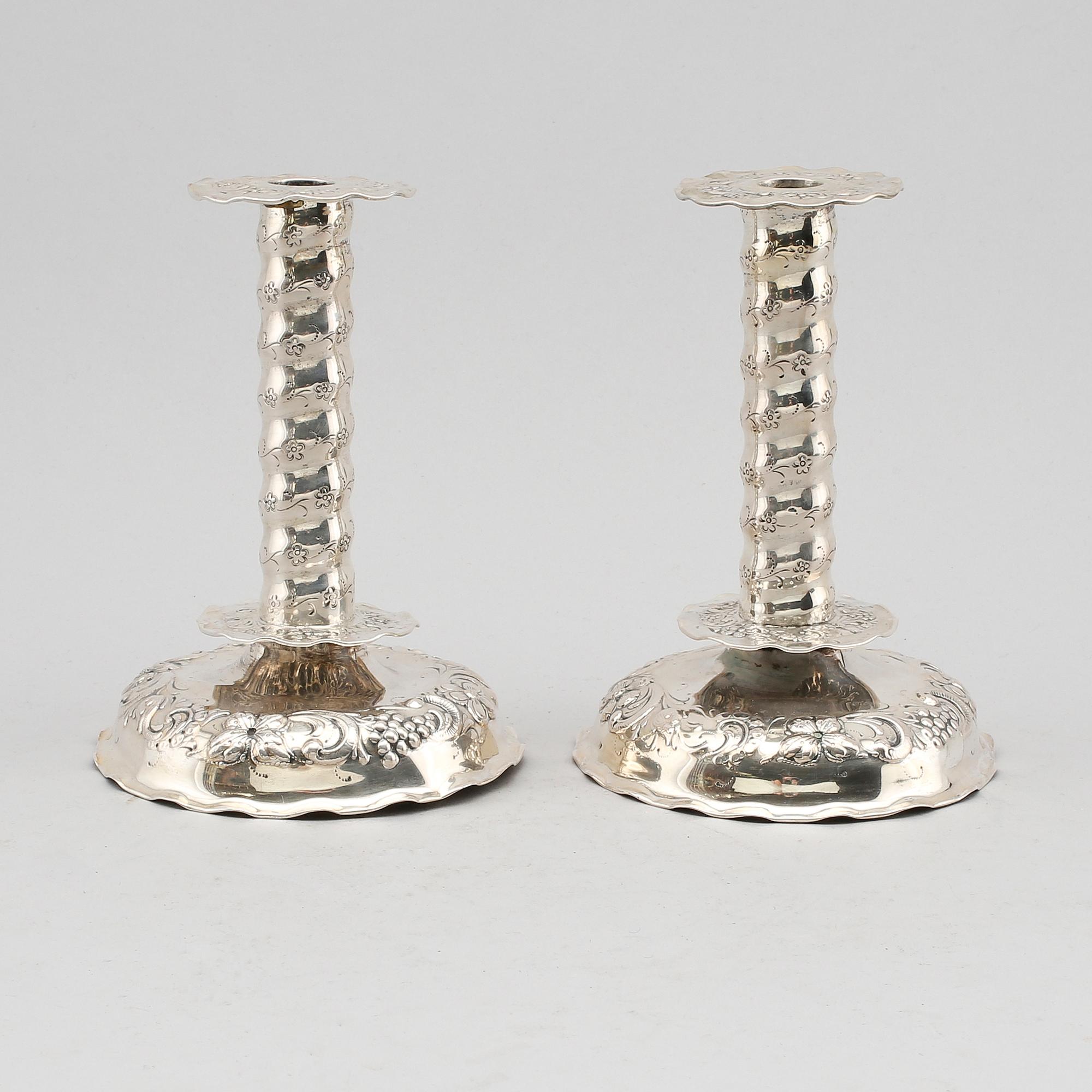 LJUSSTAKAR, 1 par, silver, Tesi, Göteborg 1948.