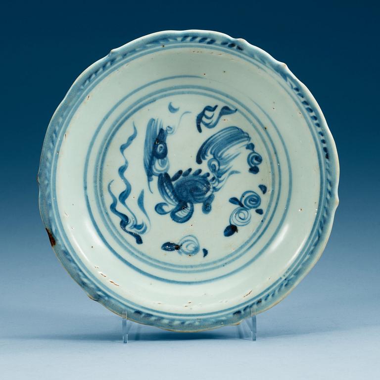 A blue and white dish, Ming dynasty (1368-1644).