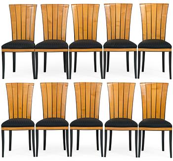 Eliel Saarinen, A SET OF TEN SIDE CHAIRS AND A DINING TABLE.