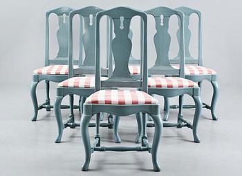 MATSALSGRUPP, 7 delar,  Rokokostil, K A Roos möbler och Inredningar AB, Kulla Gunnarstorp.  Sekelskifte 1900/2000.