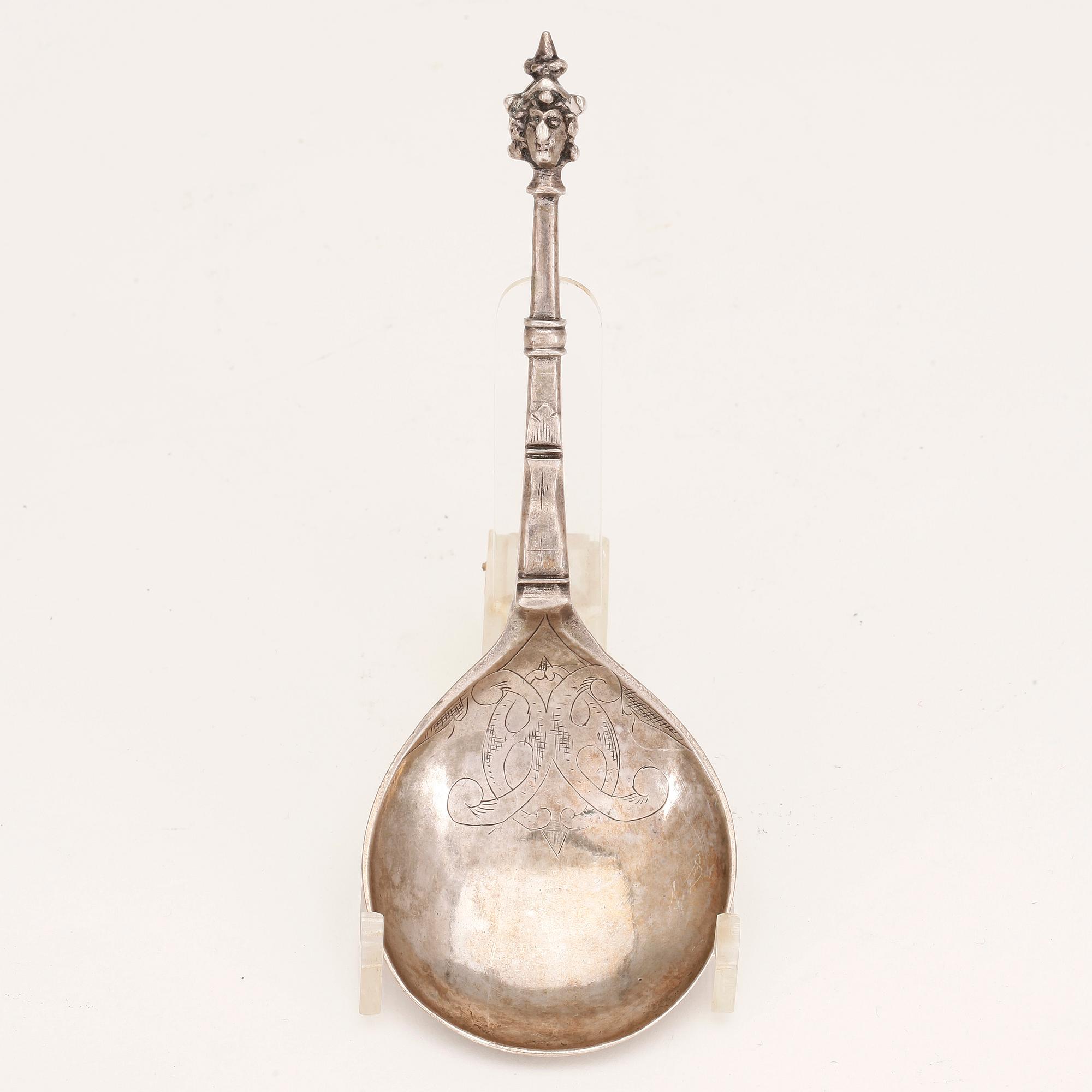 SUPSKED, silver, Nicolaus Brun, verksam 1633-1662 i Västerås. Vikt ca 36 gram.