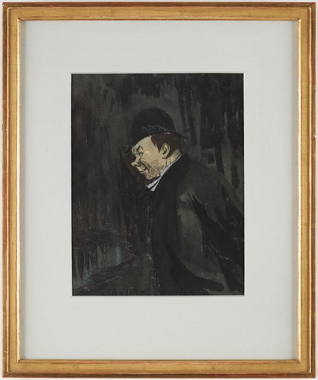 IVAR AROSENIUS, akvarell och blyerts, signerad och daterad -IA 03-. "Man med hatt" (Präst).