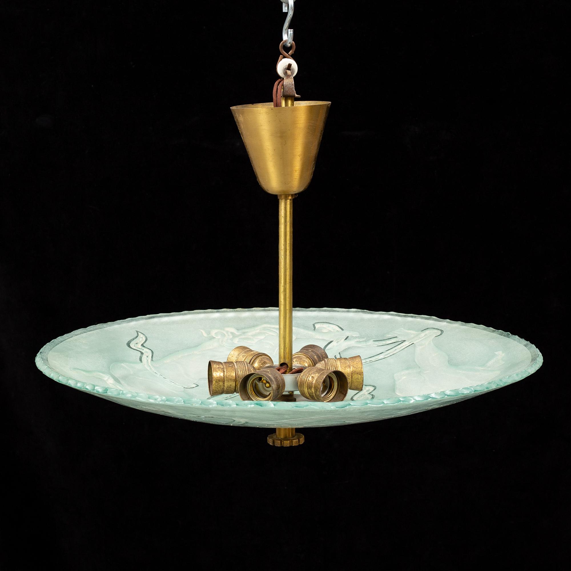 EINAR FORSETH, a glass ceiling light, Glössner, 1945.