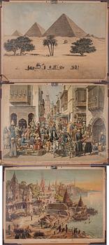 SKOLPLANSCHER, 3 st, F. E. Wachsmuth, Leipzig, 1900-talets första hälft.
