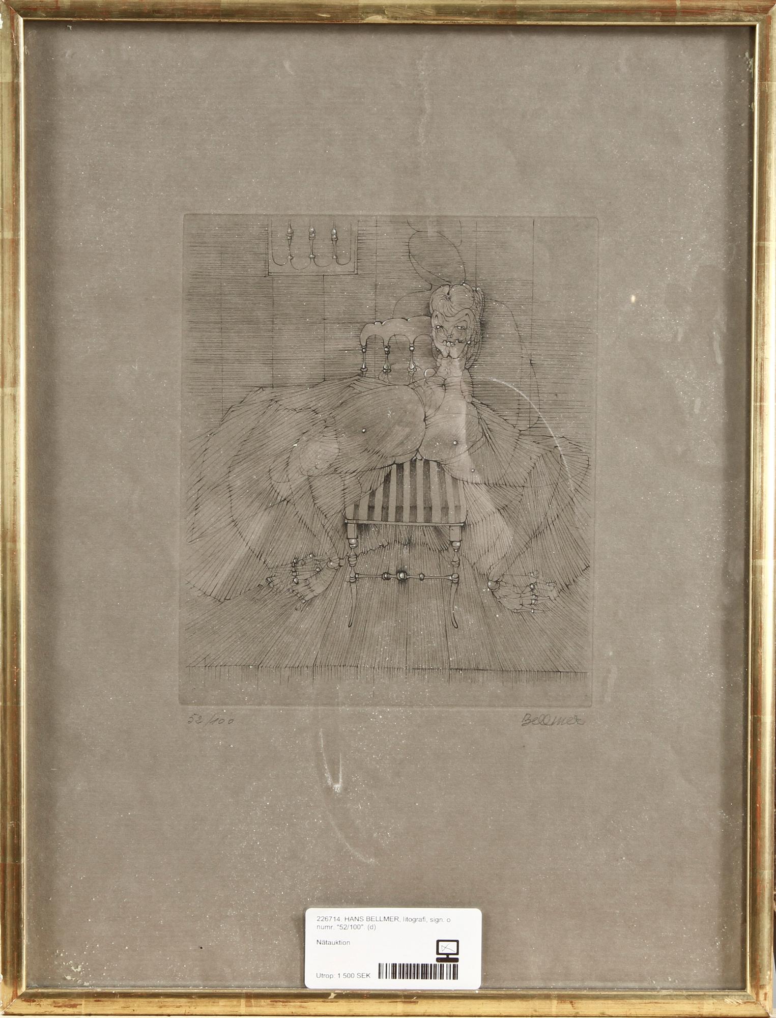 HANS BELLMER, litografi, sign. o numr. "52/100".