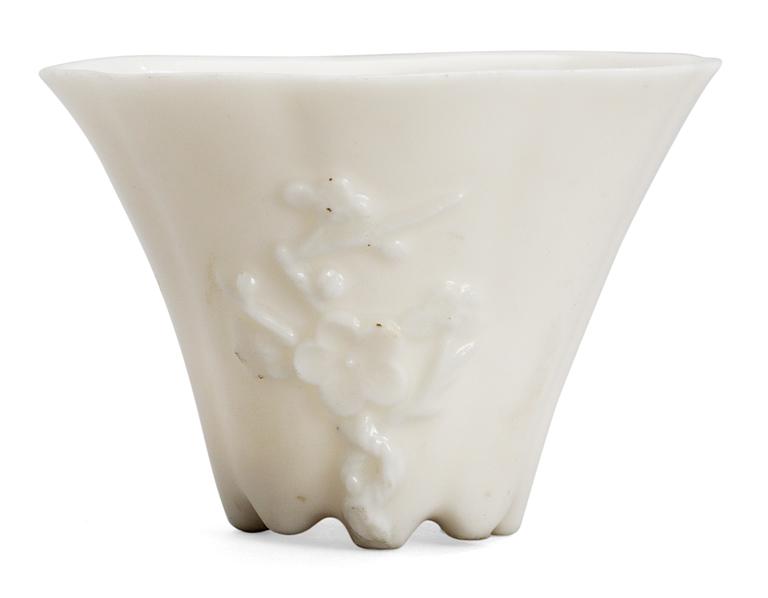 A blanc de chine libation cup, Qing dynsaty, Kangxi.