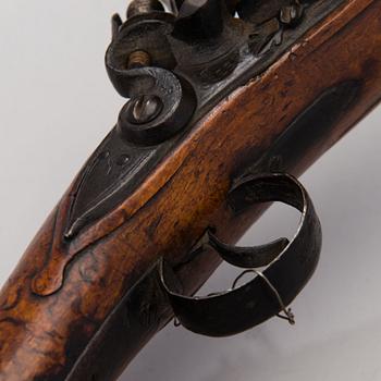 PERCUSSION LOCK PISTOL, 1850s. FLINTLOCK PISTOL, Örebro, Sweden, c. 1800.