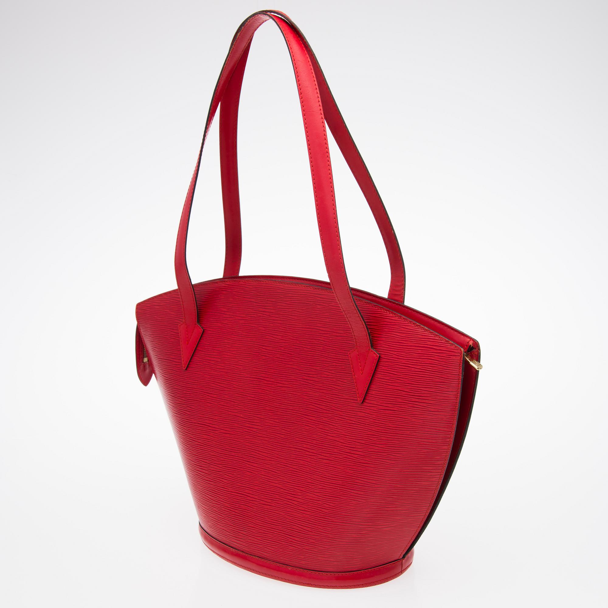 RED EPI LEATHER SAINT JACQUES GM TOTE BAG.