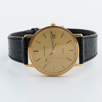 A Certina 18k gold quartz wrist watch, 1991.