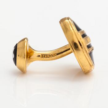 Montblanc, manschettknappar, 16K och 18K guld, emalj.