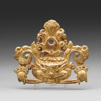 508. A Tibetan gilt copper alloy repousse decor piece, presumably 19th Century.