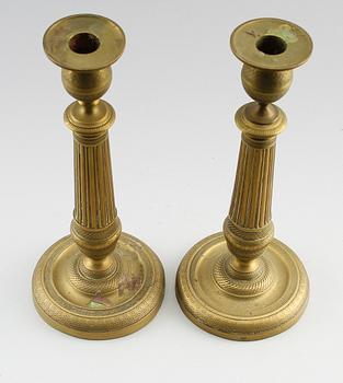 LJUSSTAKAR, 1 par, mässing, empire, 1800-talets första hälft.