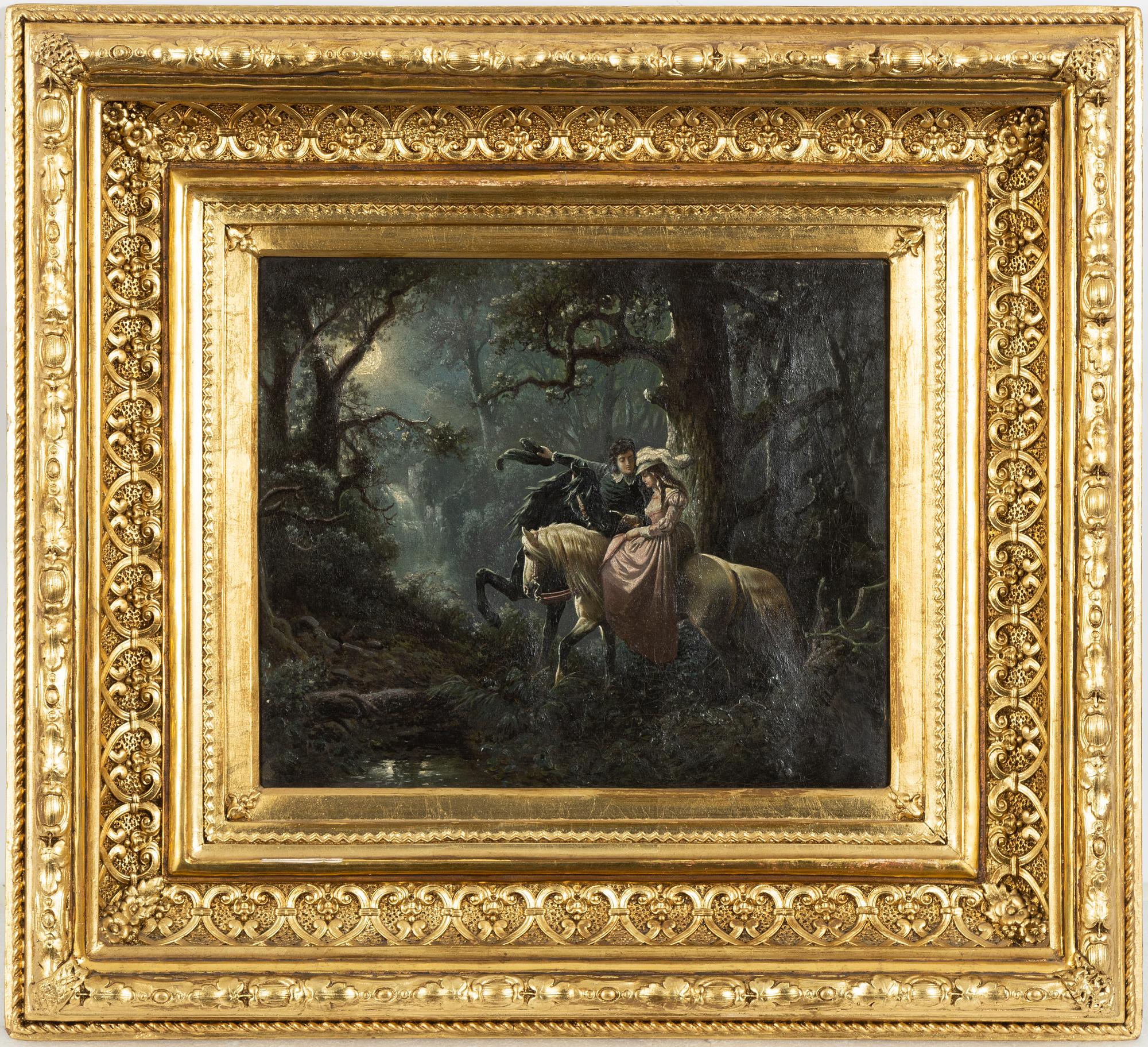 Okänd konstnär, 1800-tal. Månskensritt.