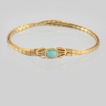 ARMBAND, 18K guld med cabochonslipad variscit, Arezzo, Italien. Vikt 15,7 gram.