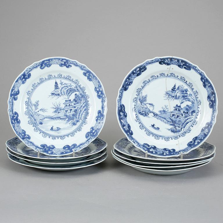 TALLRIKAR, 9 st, porslin, Qianlong, Kina 1700-tal.