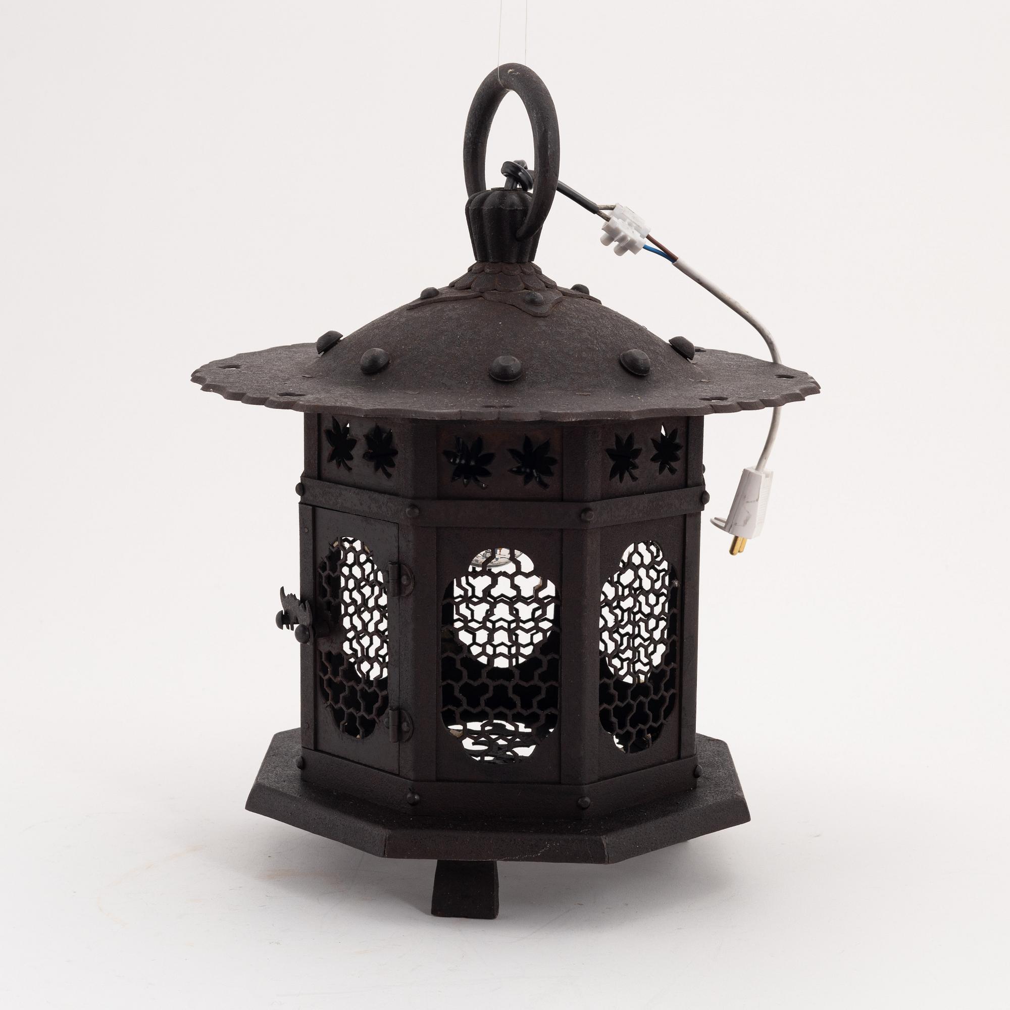 A Japanese octagonal shaped iron lantern, presumably first half of the 20th Century.