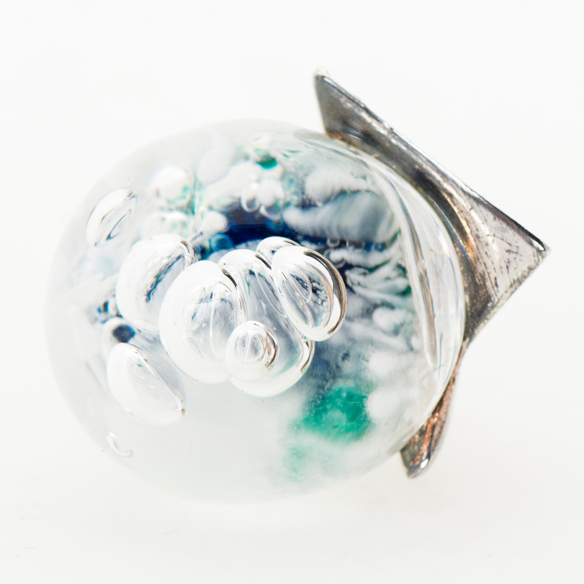 BJÖRN WECKSTRÖM,  RING, "Förstelnad sjö", silver, akryl. Lapponia 1973.