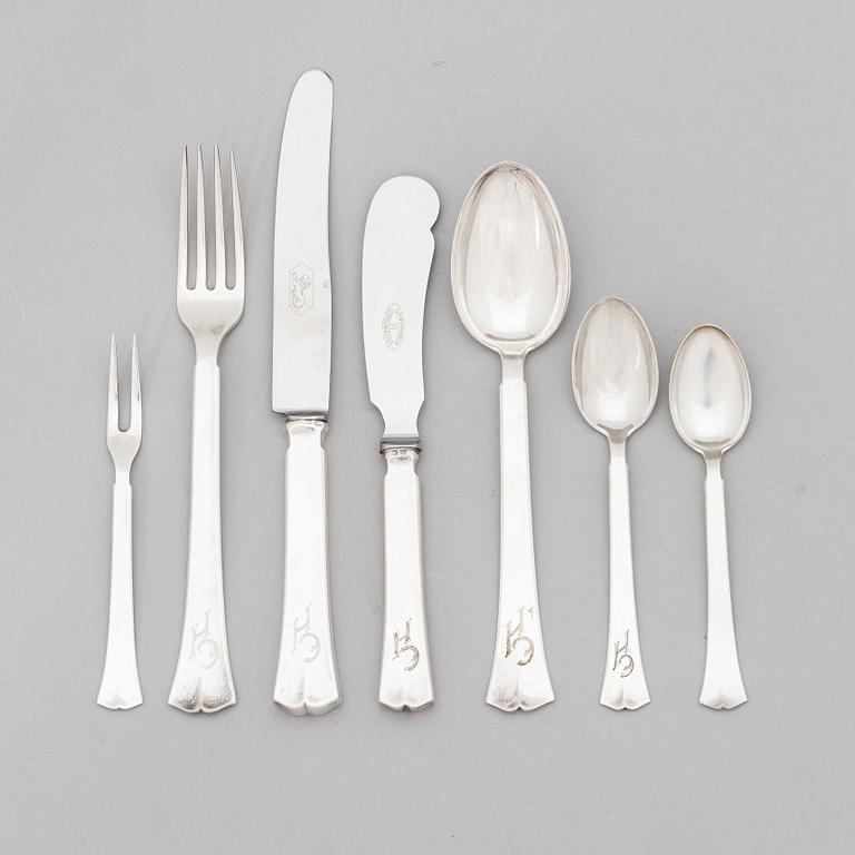 A 39-piece set of 'Jousi' (Bow) silver cutlery, Kultakeskus, Hämeeninna 1953-1966.