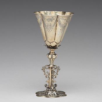 A German 17th century silver-gilt cup, mark of Jobst Planckh, Nürnberg 1609-1629.