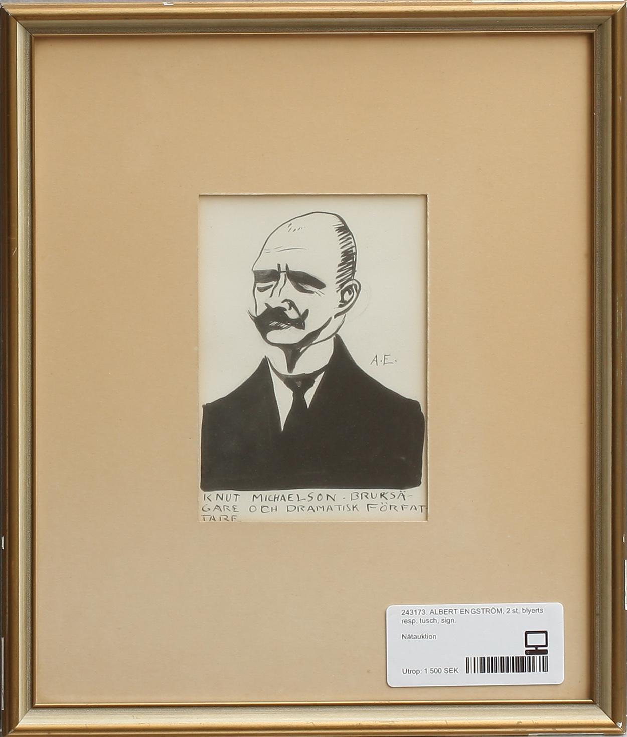 ALBERT ENGSTRÖM, blyerts resp tusch, 2 st, sign.