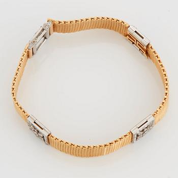 Armband 18K guld med motiv i platina med gammal- och rosenslipade diamanter.