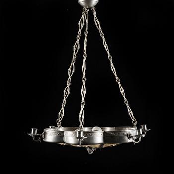 A six-light chandelier, early 20th century.