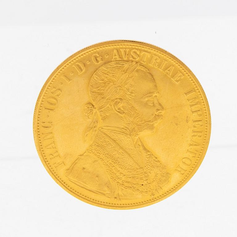 Gold coin 4 Ducat, Austria-Hungary 1915.