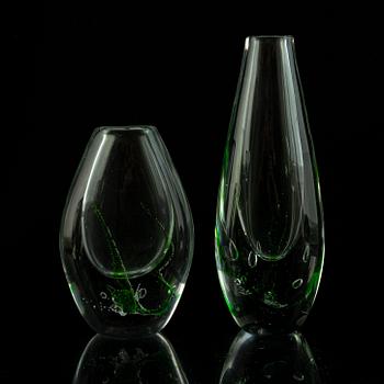 Vicke Lindstrand, five 'Sjögräs' glass items, Kosta.