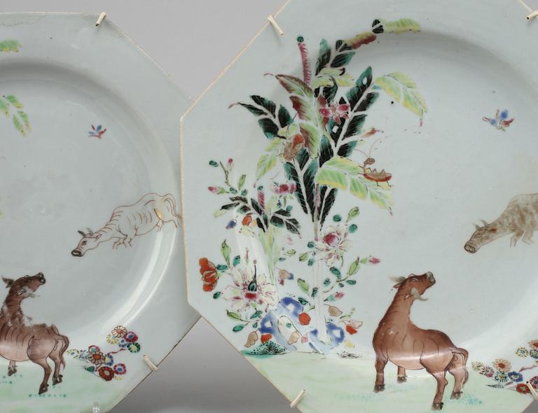TALLRIKAR, 4 st, porslin, Kina, 1700-tal.