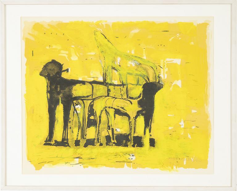 Staffan Hallström, lithograph with gouache, 1968, signed.