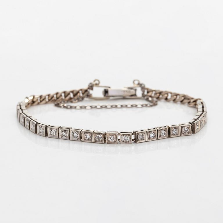 Rannekoru, 14K valkokultaa, 8/8 hiottuja timantteja.