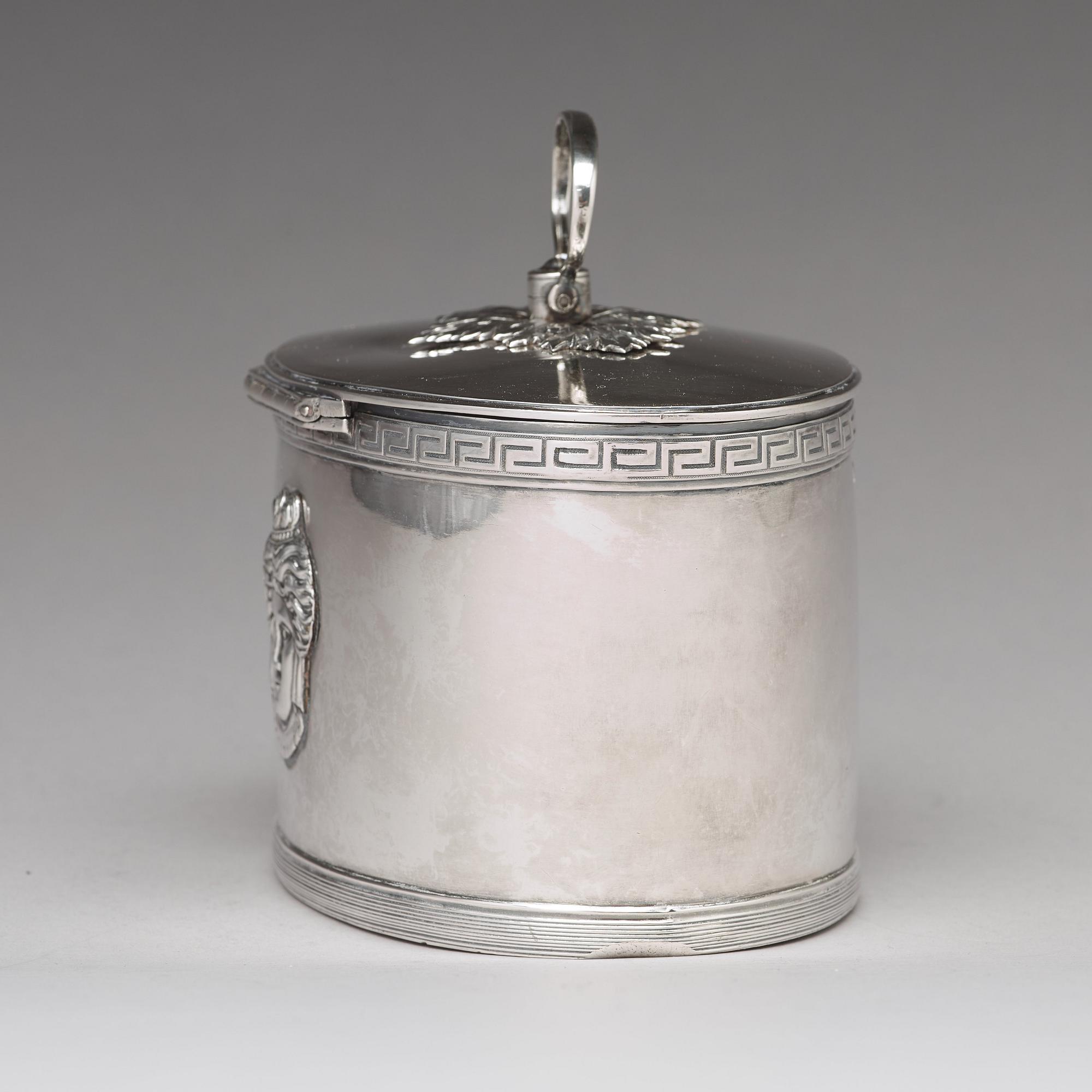 A Swedish 19th century silver sugar-casket, mark of Adolf Zethelius, Stockholm 1811.
