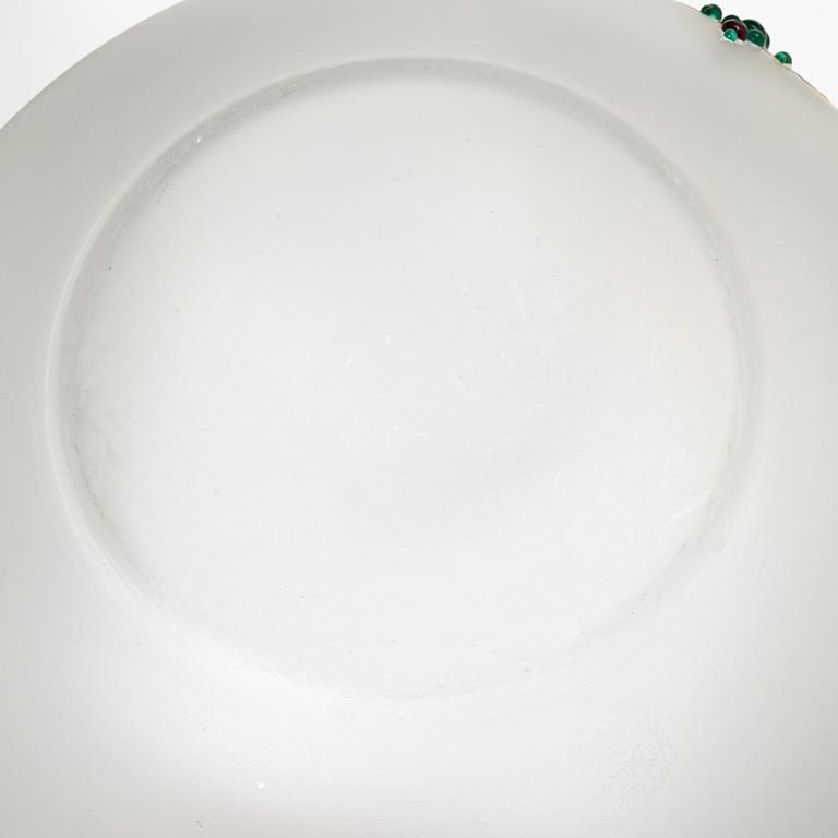 Punch bowl with lid and tray, frosted glass, Germany, circa 1900.