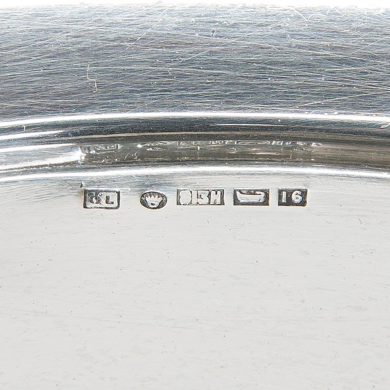 Brickbord, sterlingsilver och mahognyfaner, Mappin & Webb, London 1912, stommen av Paul Boman.