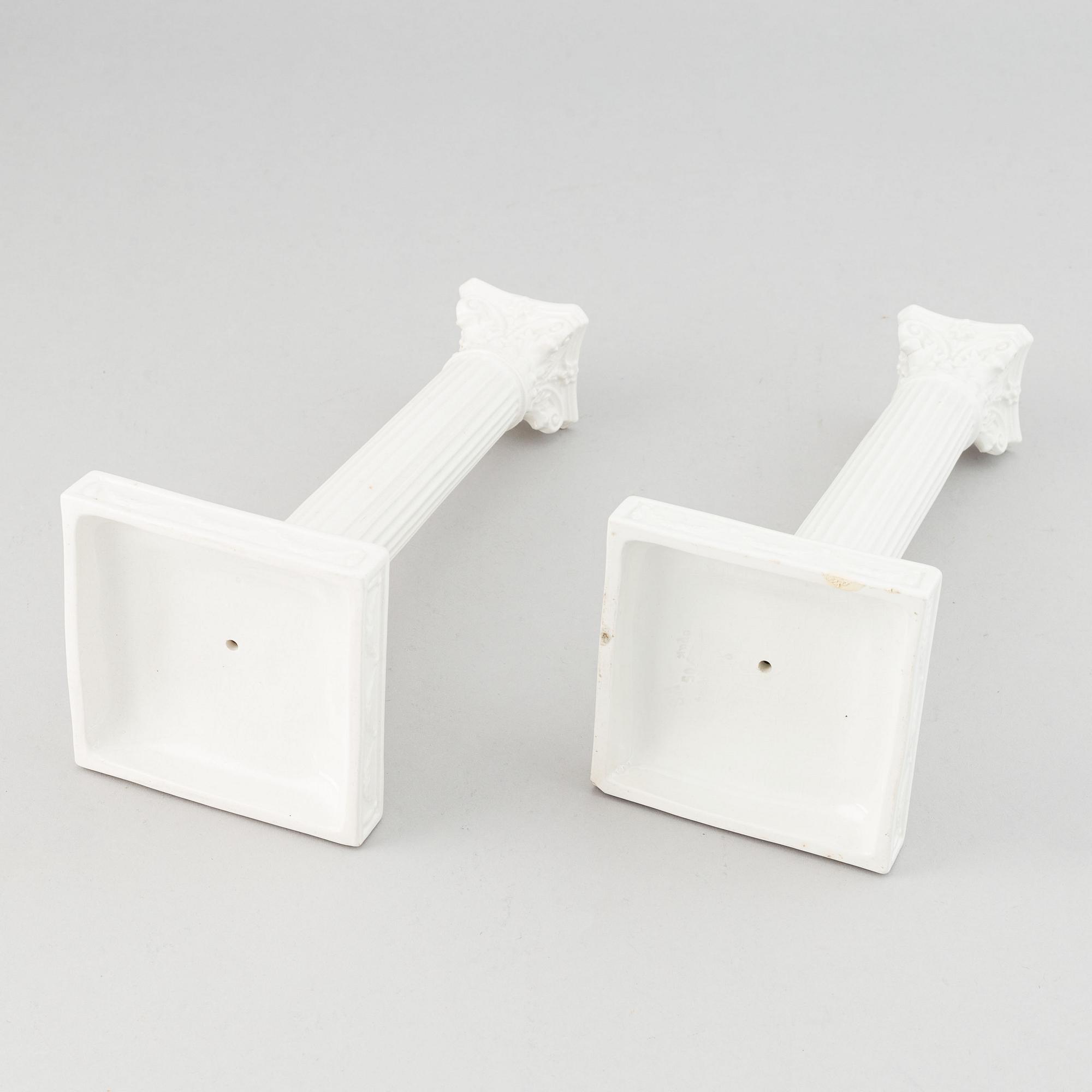 Gustavsberg, ljusstakar ett par, flintgods, 1900-talets början.