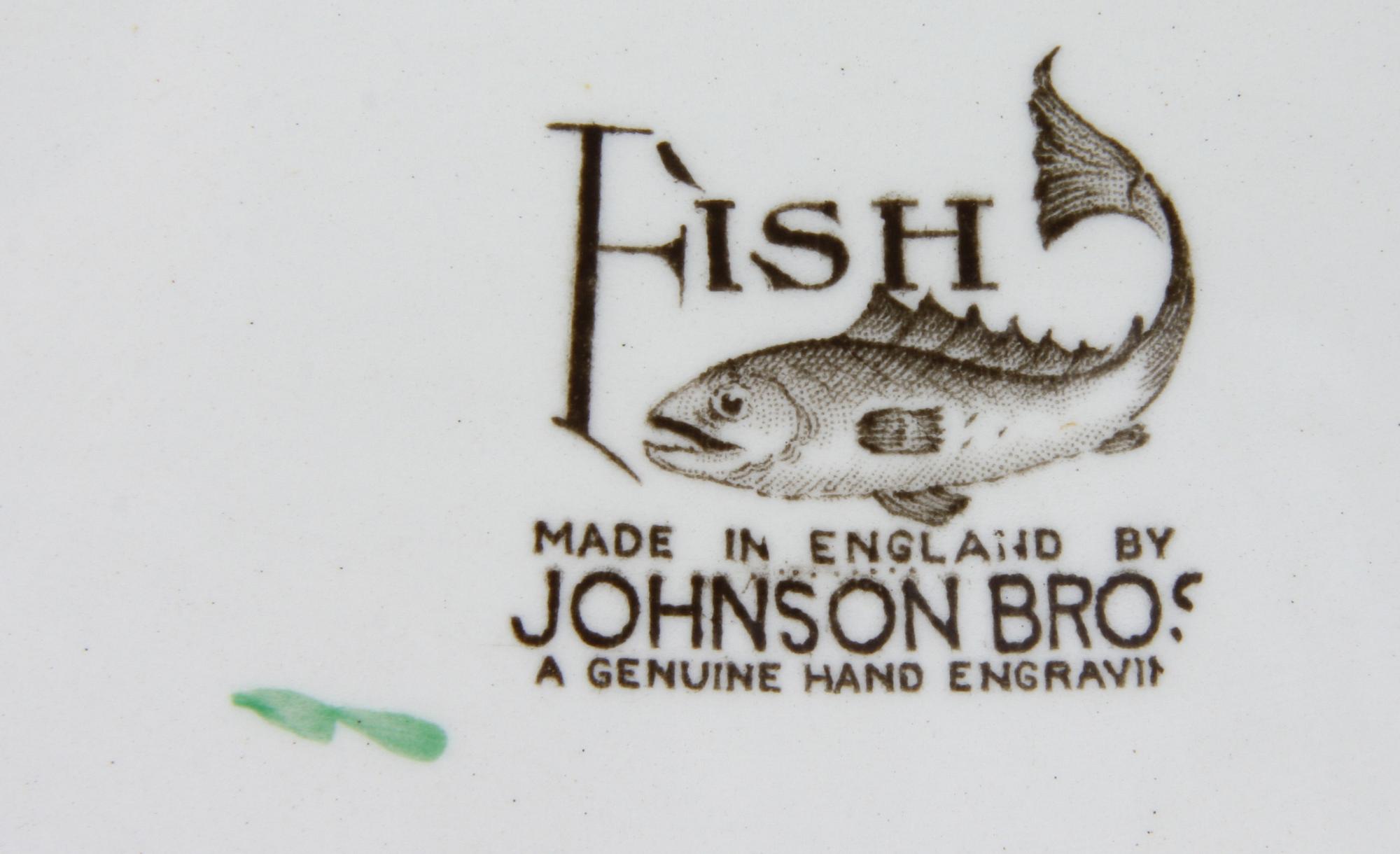 FISKSERVIS, 18 delar, flintgods, Johnson Bros, England.