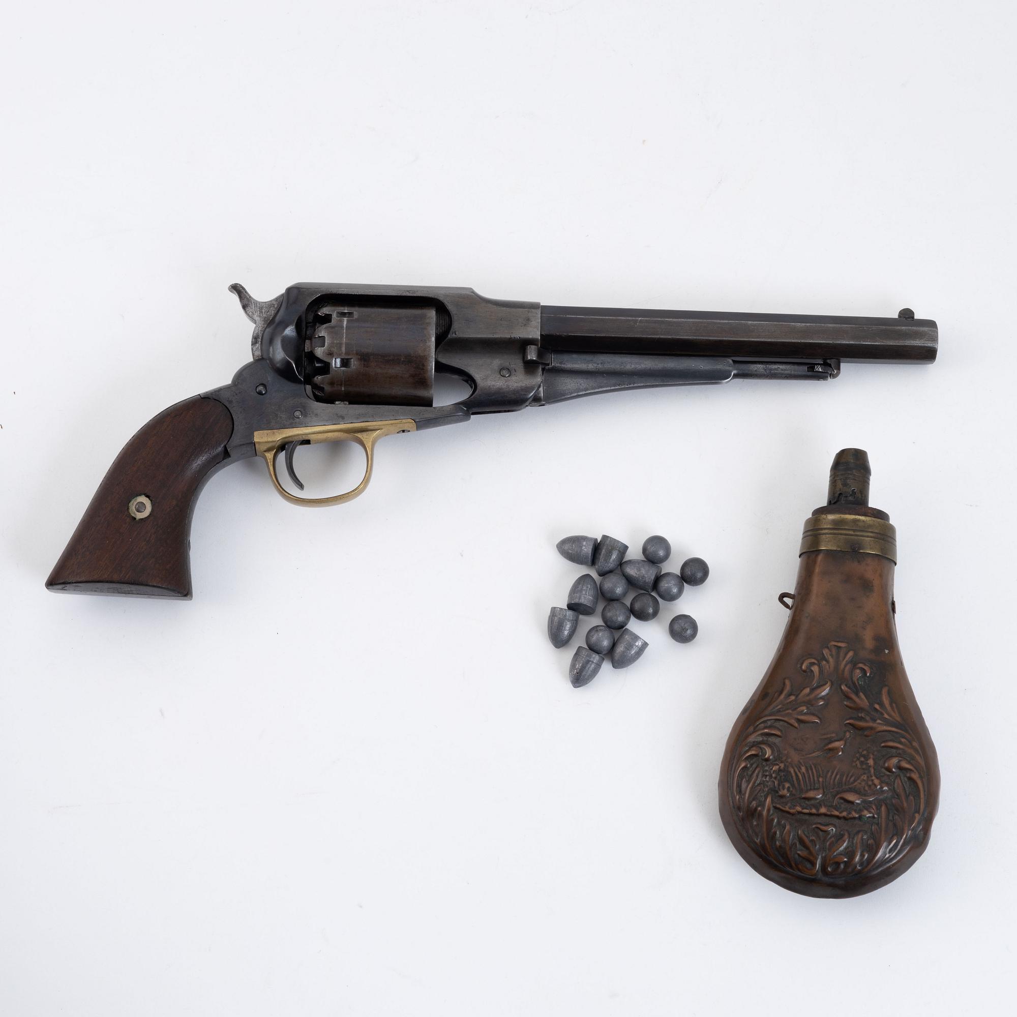 A Remington New Model Army percussion revolver, in case.