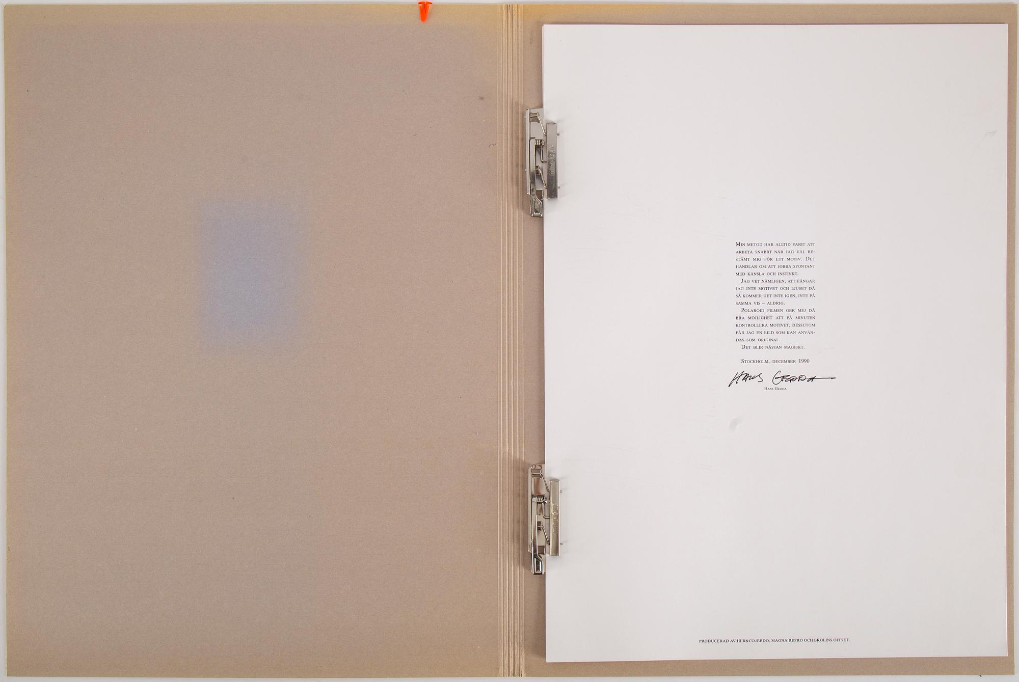 HANS GEDDA, 6 st, offsettryck, "Polaroid Portfolio. Nr 2", signerad och numrerad 158/200, utgiven 1990.