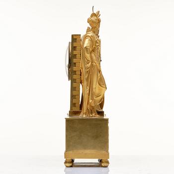 A French Empire 19th century gilt bronze mantel clock by Rieussec.