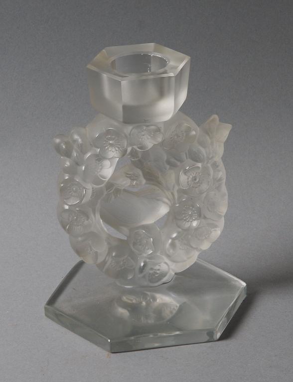 LJUSSTAKE, glas, troligen Lalique, Frankrike.