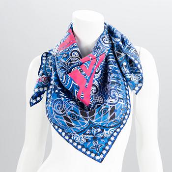 LOUIS VUITTON Silk Scarf with Monogram Patch Mini Pochette Bag.