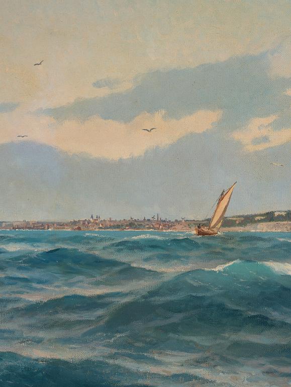 Jacob Hägg, ”Svenskt barkskepp utanför Visby” (A Swedish barque off the coast of Visby).