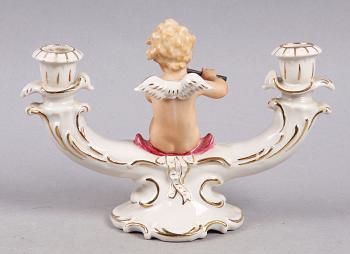 KANDELABER, porslin, Dresden. Rokokostil, 1900-tal.