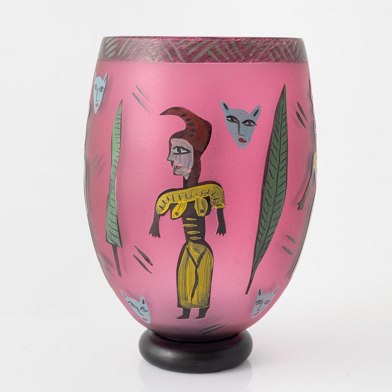 Ulrica Hydman-Vallien,  vase, unique, Kosta Boda, Sweden.