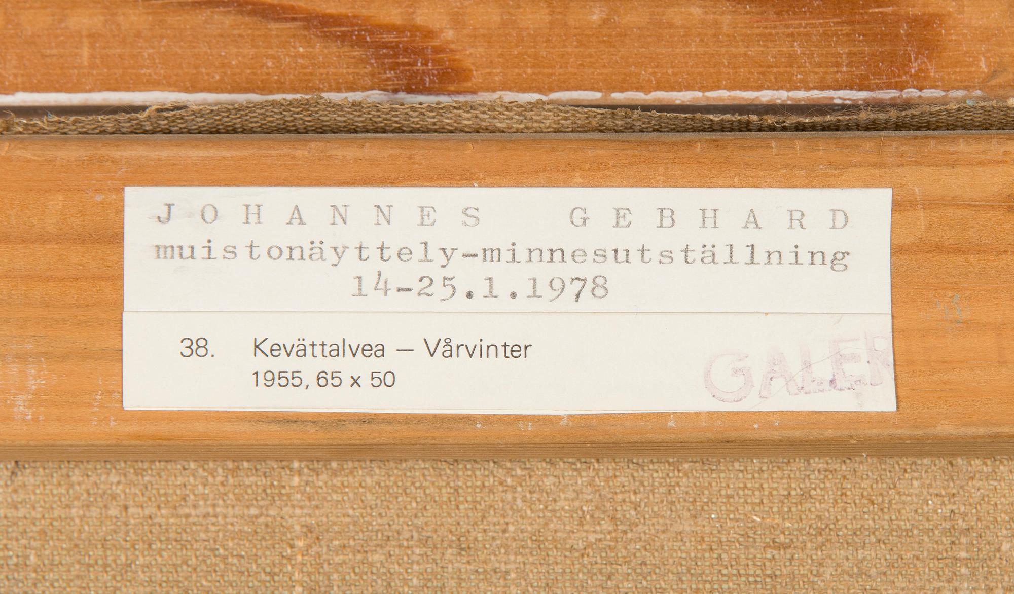 Johannes Gebhard, Early spring.
