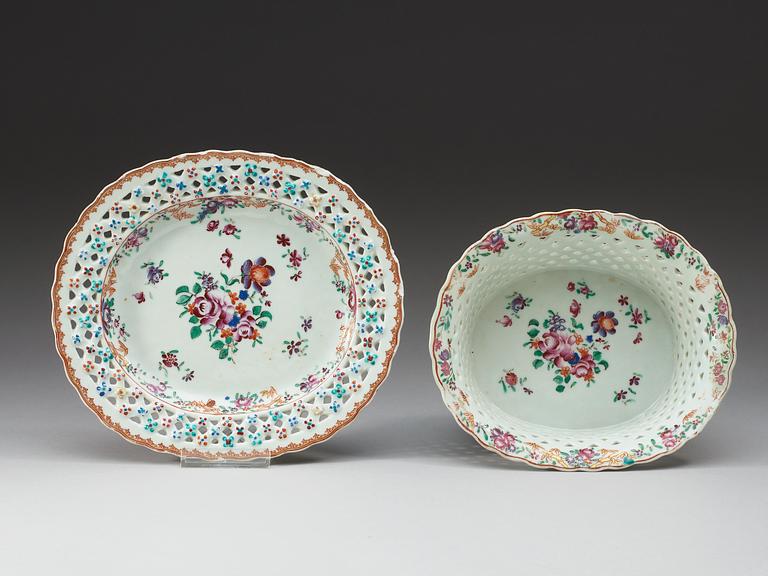 GALLERSKÅL med FAT, kompaniporslin. Qing dynastin, Qianlong (1736-95).