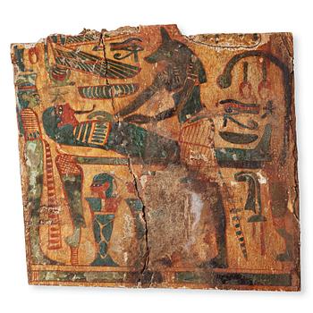 163. An Egyptian painted wooden part of a coffin, New Kingdom of Egypt / Egyptian Empire  ca 1213 - 1040 B C.