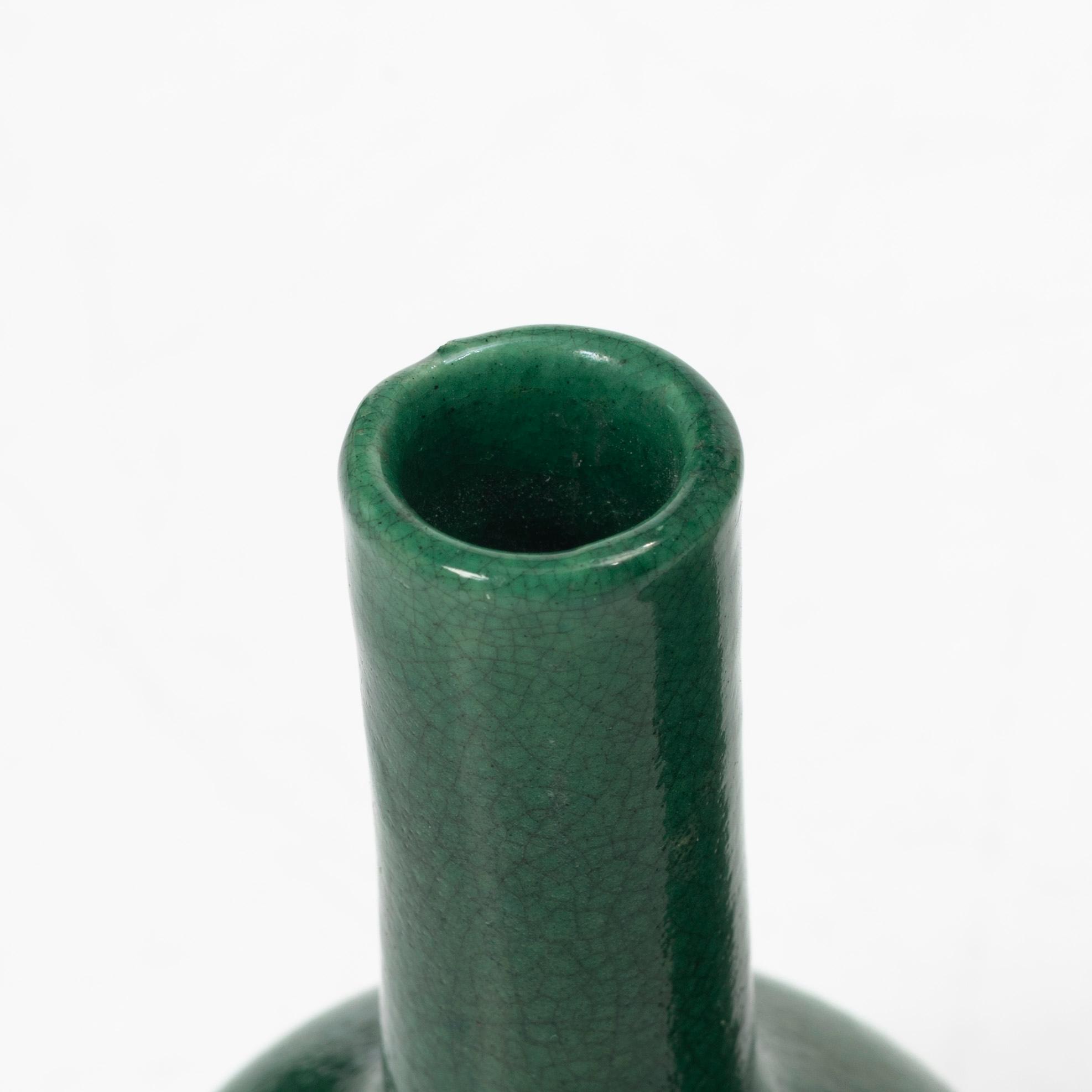 Two green monochrome vases, Qing dynasty, 18th/19th century.