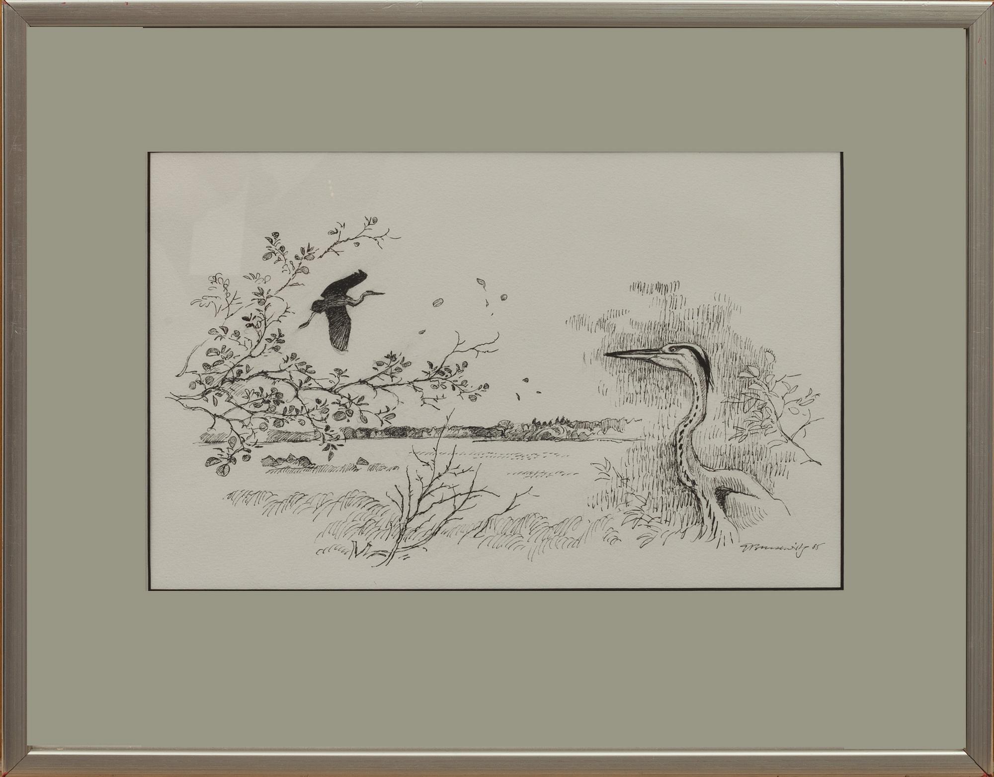 GUNNAR BRUSEWITZ, tuschteckning, signerad och daterad -85.