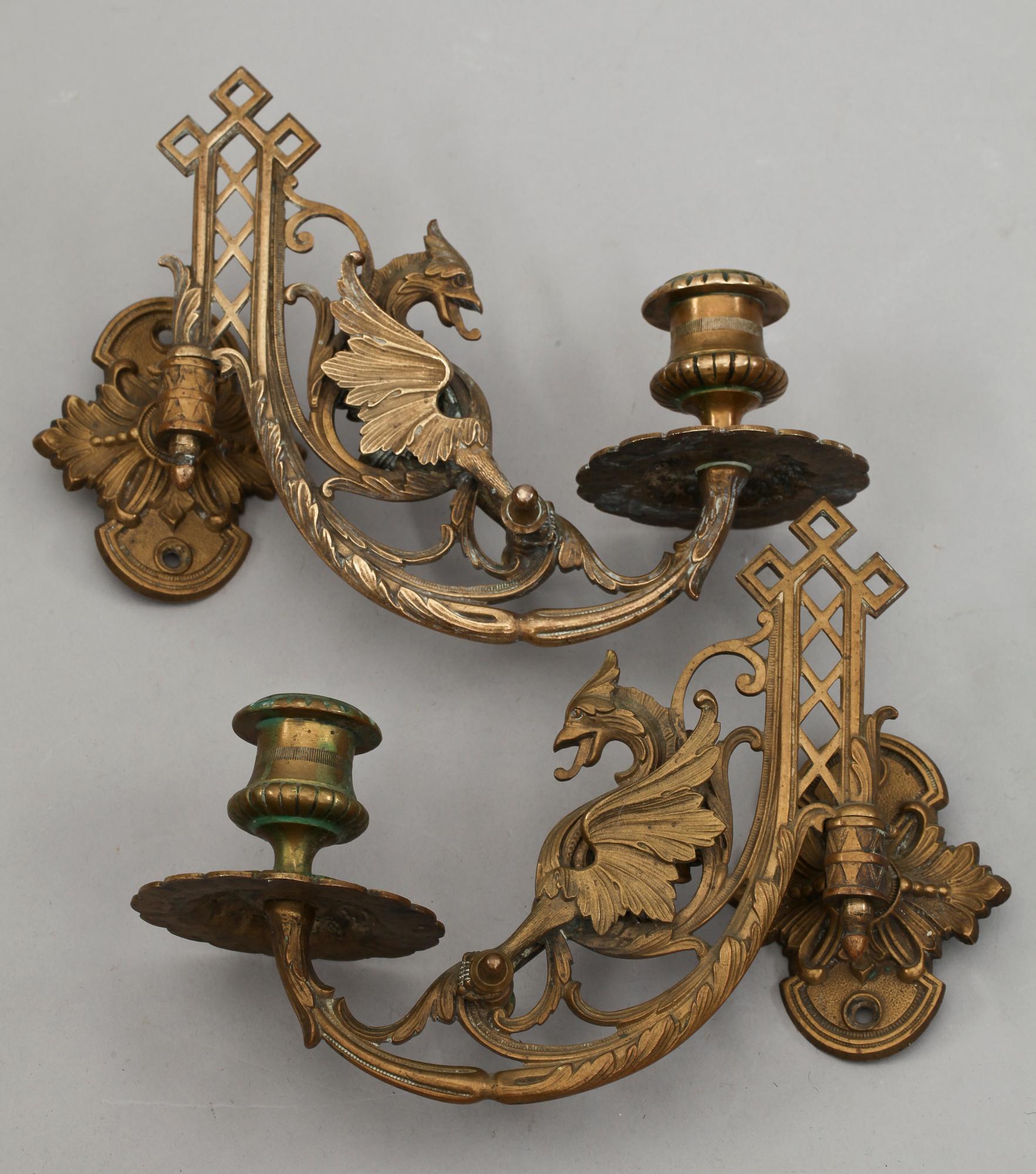 APPLIQUER, ett par, mässing, nyrenässans. 1800-talets slut.